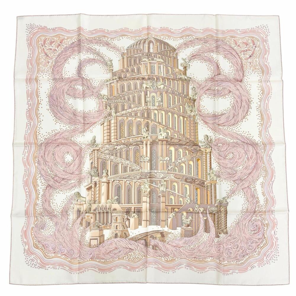 HERMES Les Rivieres de Babel (Rivers of Babel) 100% Silk Scarf/Muffler, Pink,...